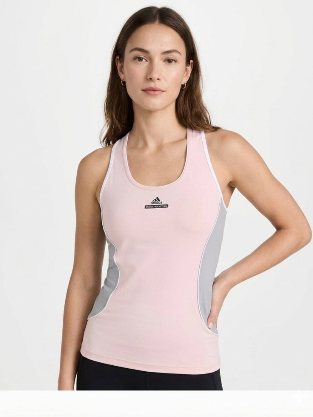 ADIDAS X STELLA MCCARTNEY PINK GREY WHITE SINGLET ATHLETIC RACERBACK TANK TOP